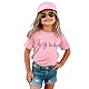 Big Sister Shirt Baby Ankündigung für Mädchen Tshirt mit Big Sis Stickerei Kleinkind Befördert Zu Große Schwester T-Shirt Süßes Bestickt Baumwolle Top Sommer Kurzarm Shirts(Rosa,18-24Monate)