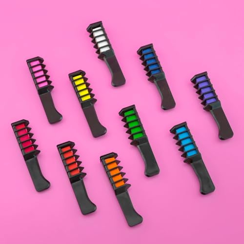 PRECORN Colori temporanei per capelli | Set di gessetti per capelli per ragazze | Gesso per capelli lavabile per carnevale, compleanni e altro | Colorazioni per bambini | 10 diversi colori