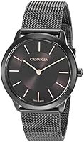 Calvin Klein Midsize Minimal Unisex Black PVD Mesh Bracelet with Black Dial Watch (Model: K3M22421)