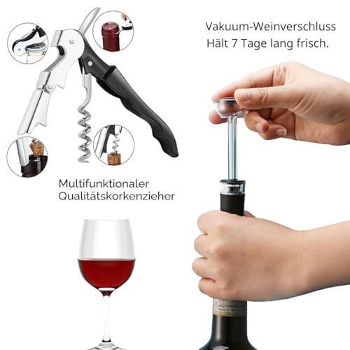 Foto von AIKARO - Elektrischer Weinbelüfter Ausgießer Wiederaufladbarer Automatischer Dekanter, mit Korkenzieher und Vakuumstöpsel (Set)