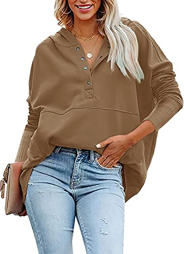 Image of PRETTYGARDEN Women's Casual Long Sleeve Zipper Sweatshirt Drawstring Loose Quarter Zip Pullover Tops with Pockets
