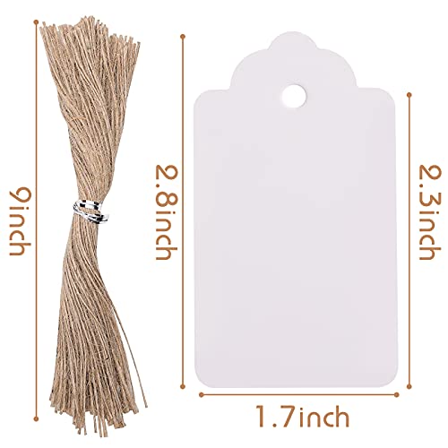 Paper Tags Gift Hang Tags With String 200Pcs White #TOP1
