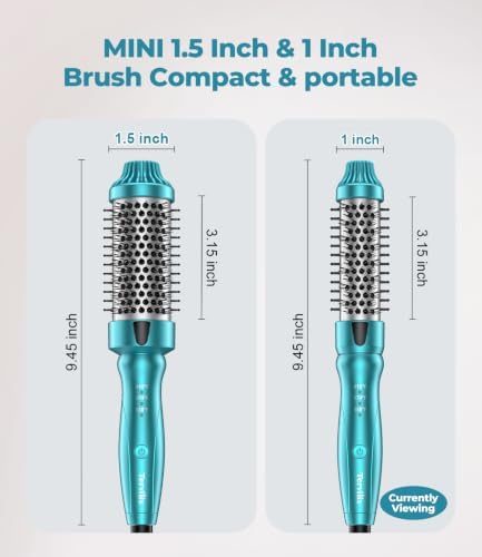 Terviiix Thermal Brush, MINI 1 Inch Hot Brush, Ionic Heated Round Brush, Tourmaline Ceramic Ionic Curling Iron for Short Hair, Adjustable Temperature, Dual Voltage - 2