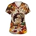 Christmas Scrubs for Women Set Christmas Scrubs Cute Printed Xmas Santa Nursing Medical Uniform Plus Size Funny Holiday Scrub Tops with Pocket Brown Large