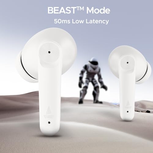 Image of Boat Airdopes 207 TWS in Ear Earbuds with 50 Hrs Playtime, Quad Mics with Enx Tech, ASAP Charging, Iwp Tech, Beast Mode with 50 Ms Low Latency, Bluetooth V5.3, USB Type-C Port & Ipx5(Ivory White)