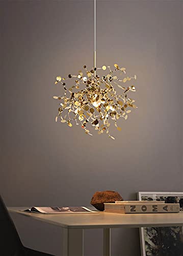 Lustre LED en acier inoxydable chrome pour salon