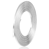 196 Inch Flat Aluminum Wire, Wide Flat Jewelry Craft Wire Jewelry Making Supplies for Christmas Tree Decoration Face Masks Bezel Sculpting Armature Making Gem (5mm Wide, Silver, 1)