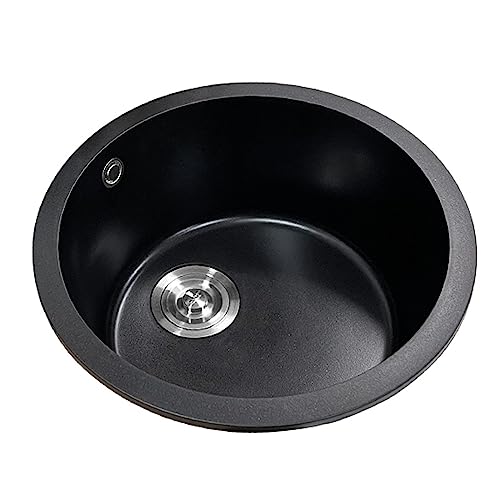 Évier rond en quartz noir résistant aux hautes températures