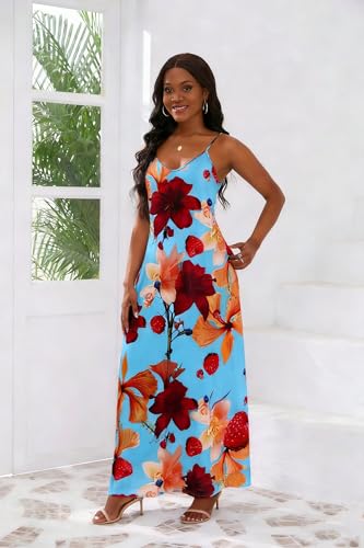 Image of vunahzma Womens Casual Fashion Sleeveless Plus Size Loose Long Sexy Maxi Dress with Pockets
