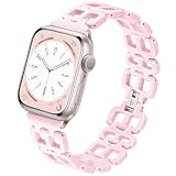 Light House Apple Watch Band, B-shape Super Lightweight Resin Apple Watch Bands for Women and Men, 44mm/45mm/46mm/49mm/42mm(Series 3 2 1) for iWatch Bands Series 11 SE 10 9 8 7 6 5 4 3 Ultra 2 1- Pink