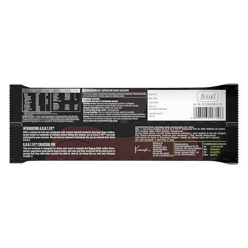 Image of GOAT Fit Colossal Pre | PreWorkout Powder 200mg Caffeine 3.5g Beta-Alanine 3g Citrulline 1.5g Arginine 1g Creatine with Himalayan Pink Salt (12gm Single Serving, Masala Lemonade)