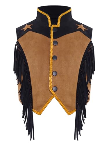 Western Style Sleeveless Vest for Kids Girls Boys Cowgirl Cowboy Waistcoat Top