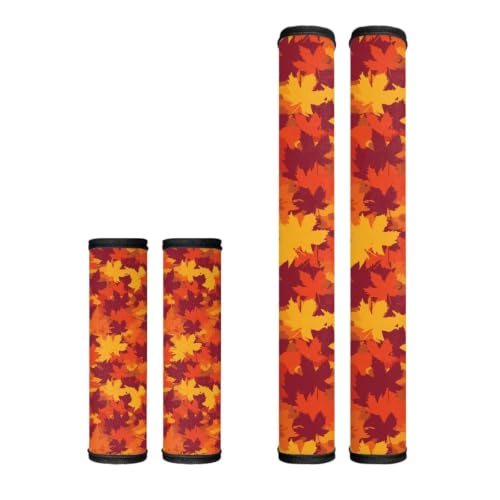 Image of Dreaweet Maple Leaf Print Refrigerator Handle Covers Set of 4