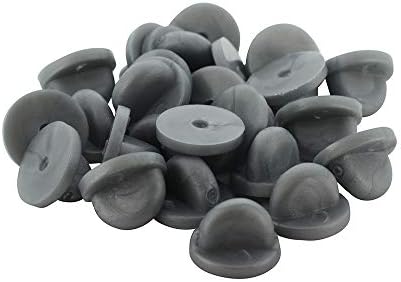 WIZARDPINS Grey Rubber Pin Backers PVC Butterfly Clutches