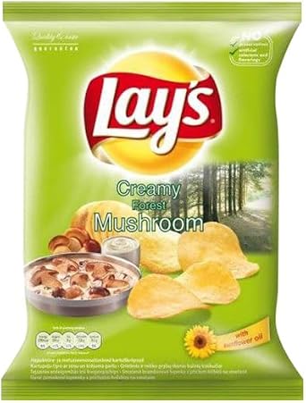 Lay's Crisps Creamy Forest Mushroom Flavour   130g, Rich & Savoury Potato Crisps