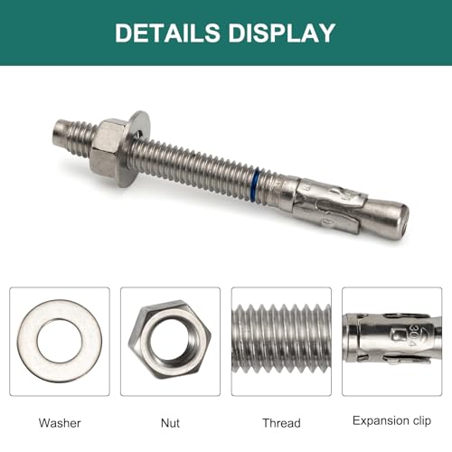 3834 x 3-3434 concrete anchors 25 pack 38 inch wedge anchors bolts stainless steel