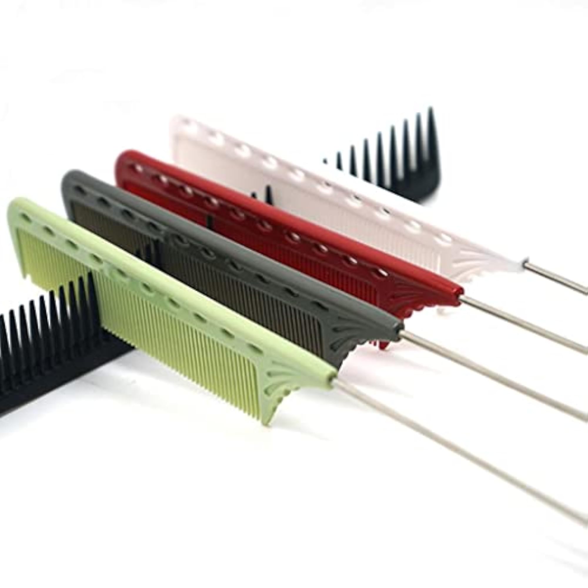 2xHighlight Comb Hair Salon Dye Comb Hairdressing Antistatic Tail Comb Green