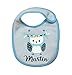 Kembilove Babero Personalizado Animales Búho con Nombre - Regalo Babero Animales Búho para Recién Nacido - Babero Animales Azul Varios Diseños a Elegir