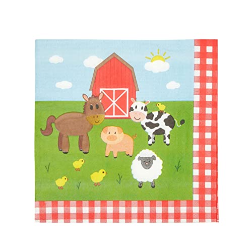 144 Pieces Barnyard Birthday Party Supplies, Paper Plates, Napkins, Cups, Cutlery (Serves 24 Guests) #TOP4