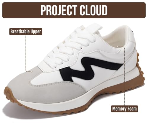 Image of Project Cloud Trendy Fashion Sneakers for Women 2026 - Memory Foam and Non-Slip Comfortable Casual Ladies Shoes for Womens Fashion Sneakers - Lightweight Lace-up Shoes (Lecco)