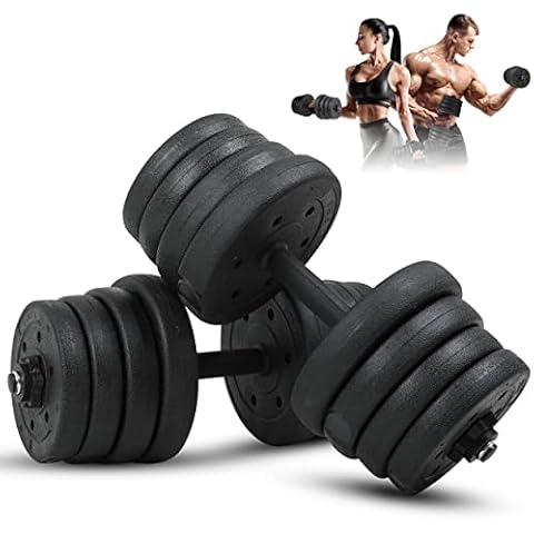 BLKMTY Adjustable Dumbbell Set 66lbs Dumbbells 2 In 1 Free Weights Dumbbells Sets Dumbbells Weights Set with Anti-Slip Handle Workout Dumbbell Home Gym Fitness Equipment for Men Women, Black Cover