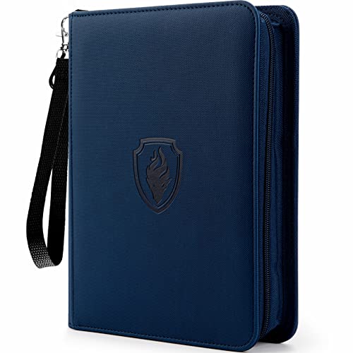 Image of Fabmaker Premium 4 Pocket Zip Card Binder, Trading Card Binder for 320 Cards, Portable PU Card Collection Binder, Collector Card Album Folder for Game & Sports Cards, Navy Blue