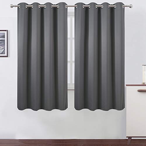 Image of LEMOMO Grey Bedroom Blackout Curtains /52 x 63 Inch Long /Set of 2 Curtain Panels /Thermal Insulated Room Darkening Curtains for Bedroom