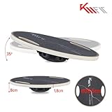KM-Fit Balance Board rund | Therapie-Kreisel aus Holz | Gleichgewichtstrainer mit Handgriffen | Indoorboard, Wackelbrett für Koordinationstraining | Kraft- & Gleichgewichtstrainer