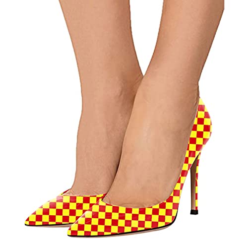 FSJ Women Fashion High Heel Pump Stilettos Pointy Toe Evening Party Dress Print Shoes Size 4-15 US4