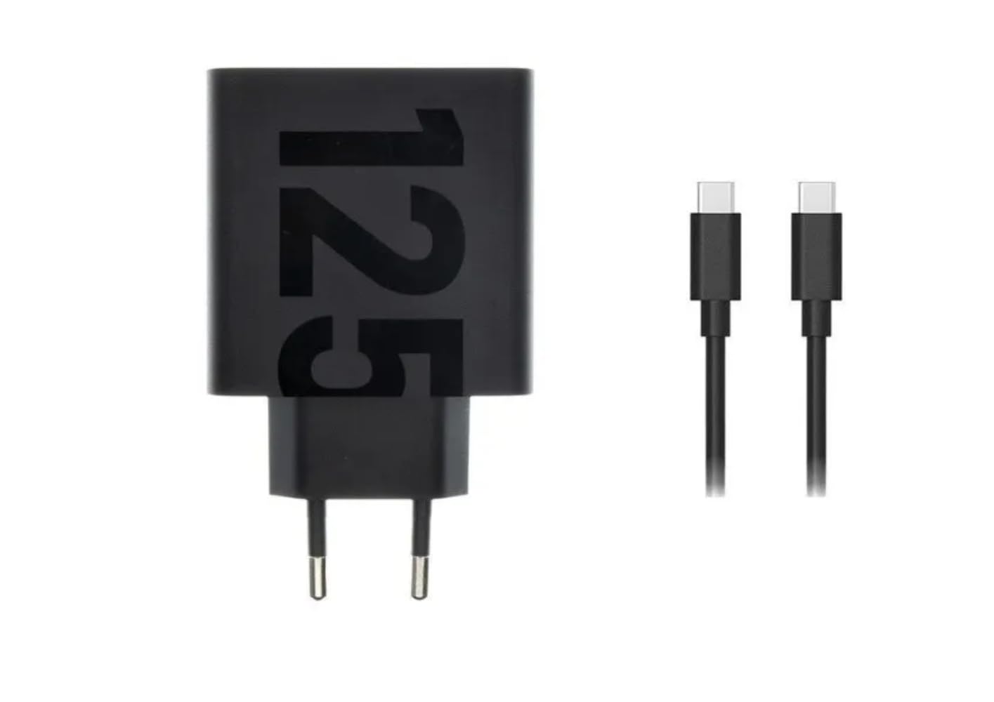 Motorola Ładowarka Turbo Power 125 W, uniwersalna ładowarka USB typu C, kabel w zestawie, oryginalna ładowarka Motorola Charger, matowa czerń