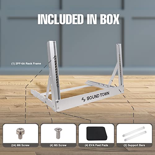 Sound Town 6U Aluminum 2-Post Desktop Open-Frame Rack, Angle Adjustable, For Audio/Video, Network Switches, Routers, Patch Panels (2Pf-6A) #TOP3
