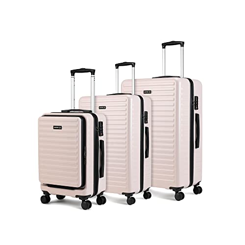 Image of Assembly Set of 3 Polycarbonate Luggage - 75 cm, 65 cm (Check in) & 55 cm (Cabin) Hardsided Premium Trolley Bags with TSA Lock-Desert Ivory