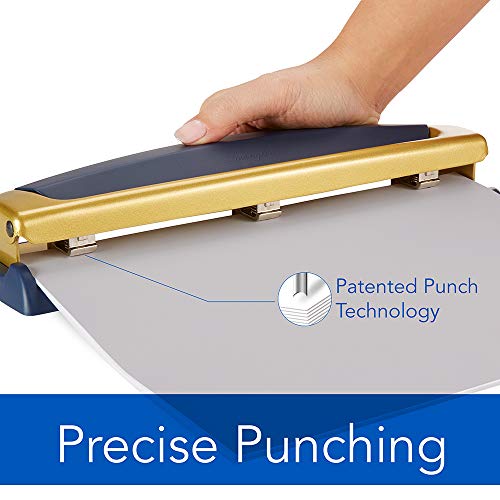 Swingline Desktop Hole Punch, Hole Puncher, Precision Pro, Adjustable, 2-3 Holes, 10 Sheet Punch Capacity, Navy/Gold (74089) #TOP3