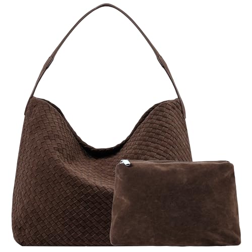YLYYHH Leather Woven Tote Bag for Women, Suede Crossbody