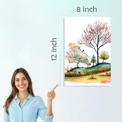 Image of SiddArtify Whimsical Watercolor Landscape Art Print Set - Sticker - 8x12 Inch - Pack of 6 Wall Room Decoration art Poster Prints