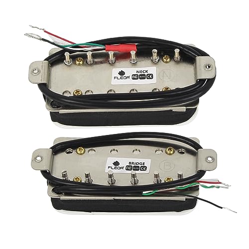 FLEOR Alnico 2 Humbucker Pickup HBA2 Electric Guitar Humbucker Neck and Bridge Pickup Set, White, N+B Set - Image 3