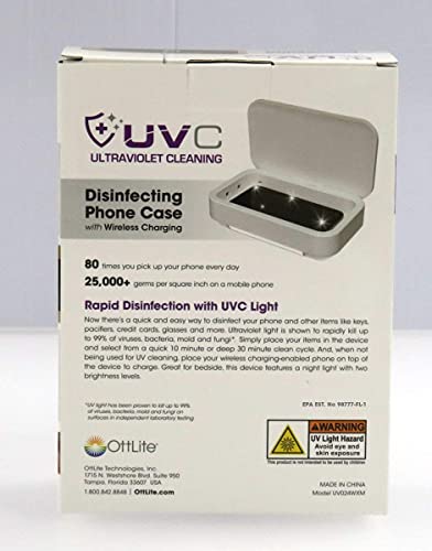 OttLite Capa de celular desinfetante UVC com carregamento sem fio – desinfetante de luz UV + carrega