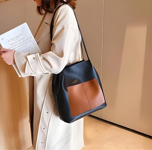 Cllozzee Stylish Leather Tote Bag – Large Capacity Shoulder Handbag with Dual-Tone Design 3 41ZIVAzlTAL. SL500