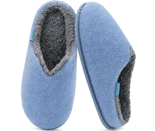 Image of KuaiLu Womens Supportive Memory Foam Slippers Felt Fuzzy Lined Heel Cushion Lightweight House Shoes for Indoor Outdoor