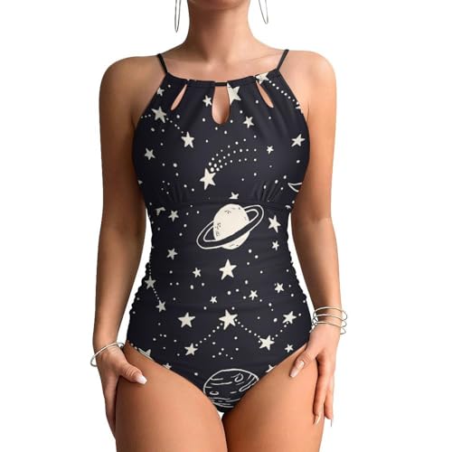 Maillots de bain une pièce femme pour la plage monokini noir chic Planète Étoilée