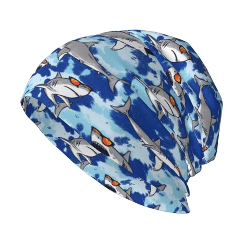 Photo de Spectacled Great White Shark Beanie pour homme et femme - Bonnet tricoté pour homme - Bonnet d'hiver chaud