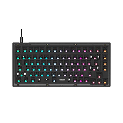 Keychron V1 Wired Custom Mechanical Keyboard Barebone Version, 75% Layout Qmk/Via Programmable Macro With Hot-Swappable Support Compatible With Mac Windows Linux (Frosted Black - Translucent) #TOP6