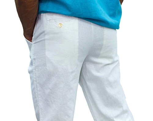 short fin Men's Drawstring Linen Pants W/Elastic Waist4