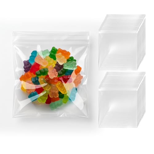 O’Creme Clear Self Sealing Cellophane Bags, 3" x 3" Resealable Cookie Treat Bag, Self Adhesive Packaging for Party Favors, Treats, Dessert Candy, Small Gifts, Pack of 100