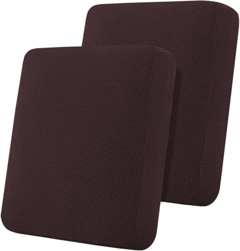 Flamingo P Super Stretch Couch Cushion Covers 2 Piece Set Sofa Seat Slipcovers with Elastic Bottom, Machine Washable Furniture Protector for Pets & Kids (2 Seat Cushion Cover, Brown)