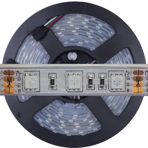 Mondo Strisce Led Striscia Led RGB da 5mt TOTAL Waterproof ip68 (Strip immersa in Silicone). Con 300 Led RGB sviluppa 4500 Lumen