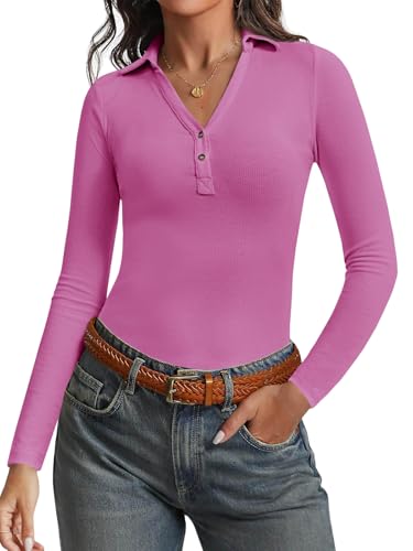 Camiseta polo de manga larga con cuello en V profundo contra el frío de otoño sin perder estilo