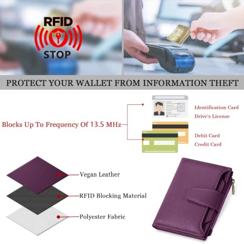 Airkit Small Wallet Women RFID Blocking Vegan Leather Bifold Compact Card Holder for with - image 6