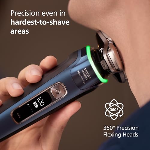 Image of Philips Norelco Shaver i9000 Prestige, Wet & Dry Electric Shaver, Mystic Aqua, SenseIQ Technology, Triple Lift & Cut System, 360 Rotating Dual SteelPrecision Blades, Nose Trimmer, XP9201 /88