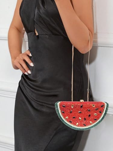 Image of RomanticDesign Cute Watermelon Rhinestone Evening Clutch for Women Glitter Crystal Purse Party Cocktail Banquet Handbag